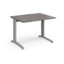 TR10 straight desk 1000mm x 800mm - silver frame and grey oak top