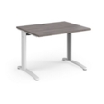 TR10 straight desk 1000mm x 800mm - white frame and grey oak top