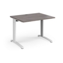 TR10 straight desk 1000mm x 800mm - white frame and grey oak top