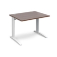 TR10 straight desk 1000mm x 800mm - white frame and walnut top