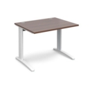TR10 straight desk 1000mm x 800mm - white frame and walnut top