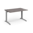TR10 straight desk 1200mm x 800mm - silver frame and grey oak top