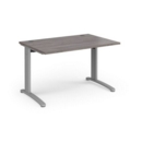 TR10 straight desk 1200mm x 800mm - silver frame and grey oak top