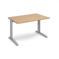 TR10 straight desk 1200mm x 800mm - silver frame and oak top