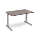 TR10 straight desk 1200mm x 800mm - silver frame and walnut top