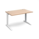 TR10 straight desk 1200mm x 800mm - white frame and beech top