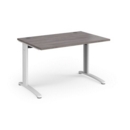 TR10 straight desk 1200mm x 800mm - white frame and grey oak top
