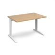 TR10 straight desk 1200mm x 800mm - white frame and oak top