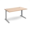 TR10 straight desk 1400mm x 800mm - silver frame and beech top