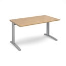 TR10 straight desk 1400mm x 800mm - silver frame and oak top