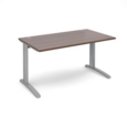 TR10 straight desk 1400mm x 800mm - silver frame and walnut top