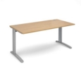 TR10 straight desk 1600mm x 800mm - silver frame and oak top