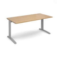 TR10 straight desk 1600mm x 800mm - silver frame and oak top