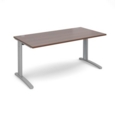 TR10 straight desk 1600mm x 800mm - silver frame and walnut top
