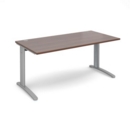 TR10 straight desk 1600mm x 800mm - silver frame and walnut top