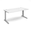 TR10 straight desk 1600mm x 800mm - silver frame and white top