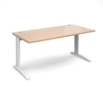 TR10 straight desk 1600mm x 800mm - white frame and beech top