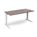TR10 straight desk 1600mm x 800mm - white frame and walnut top