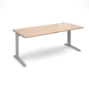 TR10 straight desk 1800mm x 800mm - silver frame and beech top