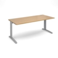 TR10 straight desk 1800mm x 800mm - silver frame and oak top