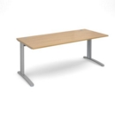 TR10 straight desk 1800mm x 800mm - silver frame and oak top