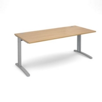 TR10 straight desk 1800mm x 800mm - silver frame and oak top