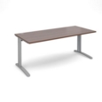 TR10 straight desk 1800mm x 800mm - silver frame and walnut top
