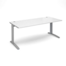 TR10 straight desk 1800mm x 800mm - silver frame and white top