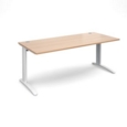TR10 straight desk 1800mm x 800mm - white frame and beech top