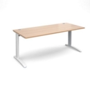 TR10 straight desk 1800mm x 800mm - white frame and beech top