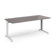 TR10 straight desk 1800mm x 800mm - white frame and grey oak top