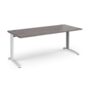 TR10 straight desk 1800mm x 800mm - white frame and grey oak top