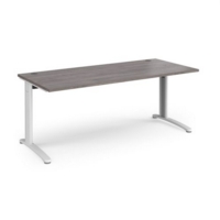 TR10 straight desk 1800mm x 800mm - white frame and grey oak top