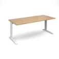 TR10 straight desk 1800mm x 800mm - white frame and oak top