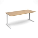 TR10 straight desk 1800mm x 800mm - white frame and oak top