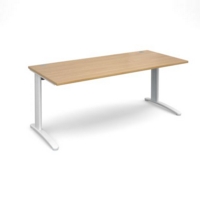 TR10 straight desk 1800mm x 800mm - white frame and oak top