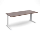 TR10 straight desk 1800mm x 800mm - white frame and walnut top