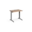 TR10 straight desk 800mm x 600mm - silver frame and beech top