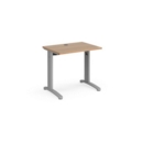TR10 straight desk 800mm x 600mm - silver frame and beech top