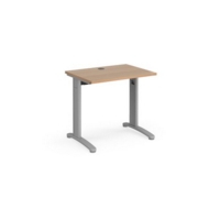 TR10 straight desk 800mm x 600mm - silver frame and beech top