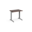 TR10 straight desk 800mm x 600mm - silver frame and walnut top