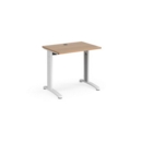 TR10 straight desk 800mm x 600mm - white frame and beech top