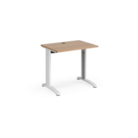 TR10 straight desk 800mm x 600mm - white frame and beech top