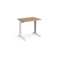 TR10 straight desk 800mm x 600mm - white frame and oak top