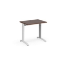 TR10 straight desk 800mm x 600mm - white frame and walnut top