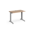 TR10 straight desk 1000mm x 600mm - silver frame and beech top