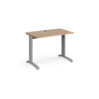 TR10 straight desk 1000mm x 600mm - silver frame and beech top