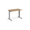 TR10 straight desk 1000mm x 600mm - silver frame and oak top