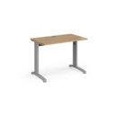 TR10 straight desk 1000mm x 600mm - silver frame and oak top