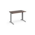 TR10 straight desk 1000mm x 600mm - silver frame and walnut top